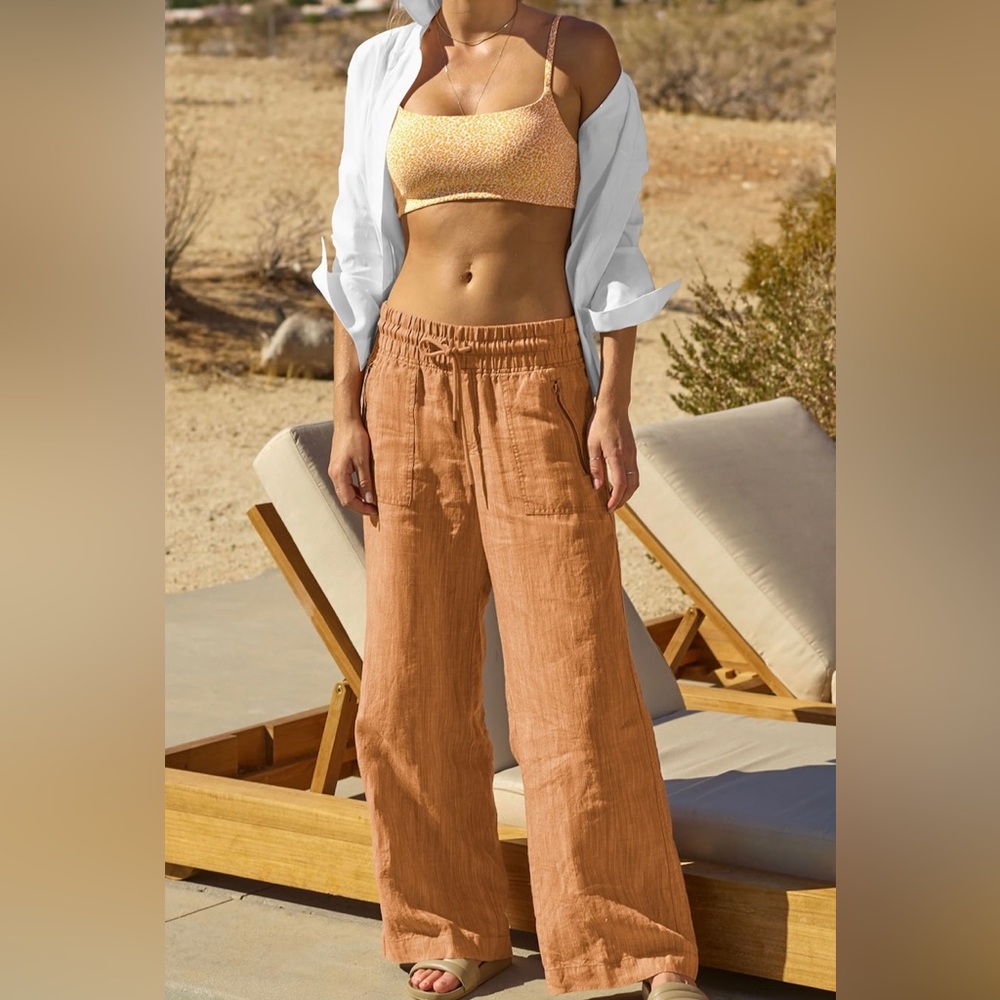 Athleta Wide Leg Pants in Rust Brown